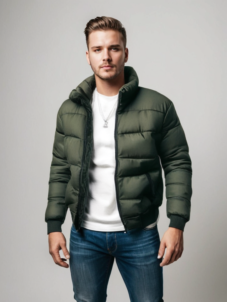 Jones Men’s Jacket – Puffer Zip-Up Winter Coat