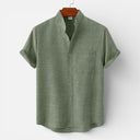 Men’s Linen Cotton Blend Shirt Short Sleeve Lightweight Summer