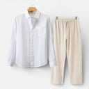 Men’s Linen Shirt and Pants Set Lightweight Casual Outfit