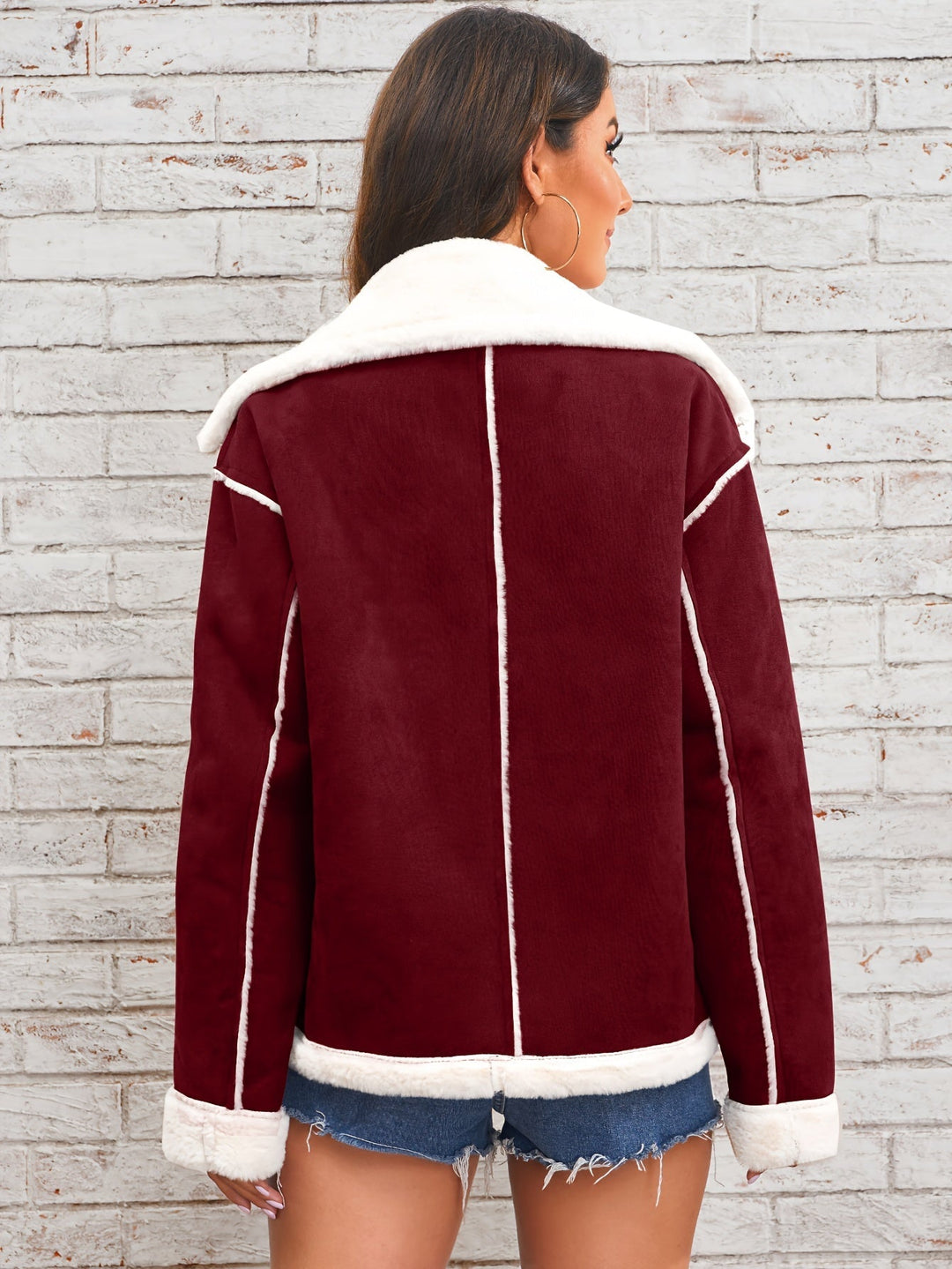 Amaya Women’s Shearling Jacket – Short Teddy Suede Winter Coat