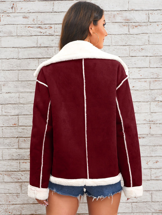 Amaya Women’s Shearling Jacket – Short Teddy Suede Winter Coat