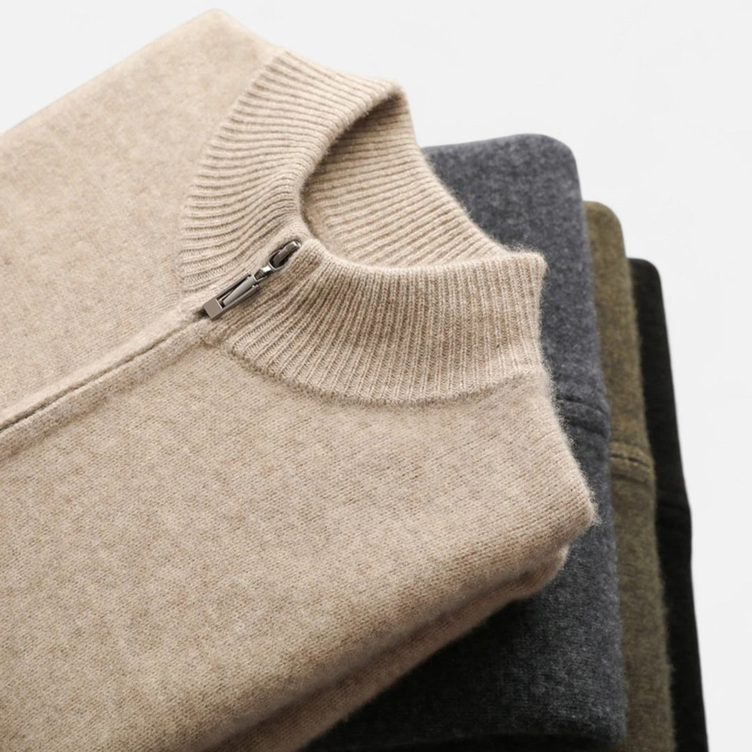 Barclay & Bloom | Men’s Zip Cardigan – Lightweight Wool Blend Knit Jacket