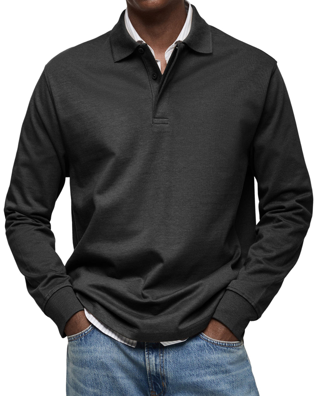 Jasper | Men's Long-Sleeve Polo Shirt with Button Collar