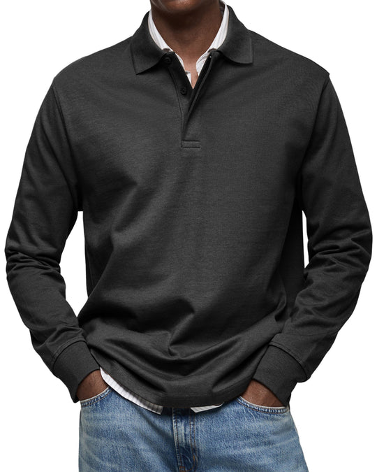 Jasper | Men's Long-Sleeve Polo Shirt with Button Collar