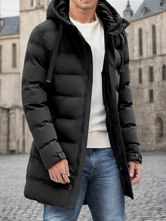 Jeffrey Men’s Puffer Jacket – Long Winter Coat with Hood