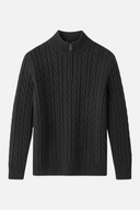 Ryan Men’s Wool Half Zip Sweater – Cable Knit Pullover with High Collar
