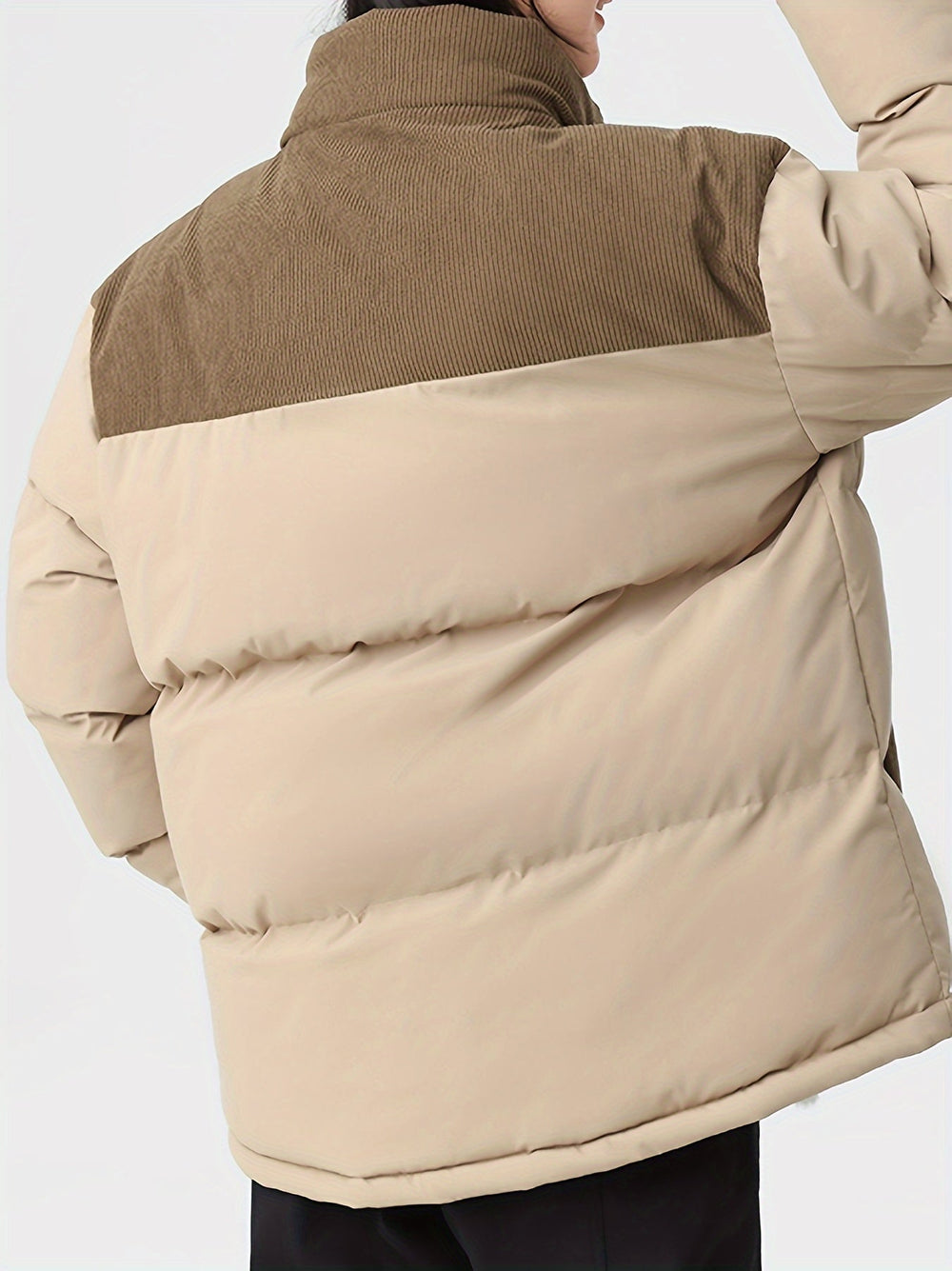 Rowan Men’s Puffer Jacket – Two Tone Quilted Winter Coat Beige