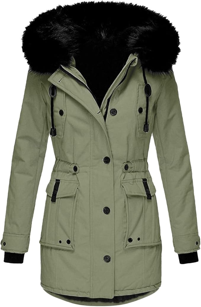 Barclay & Bloom | Women’s Winter Parka Coat – Hooded Jacket with Faux Fur Trim and Zip Closure