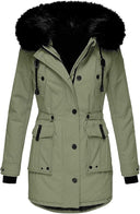 Barclay & Bloom | Women’s Winter Parka Coat – Hooded Jacket with Faux Fur Trim and Zip Closure