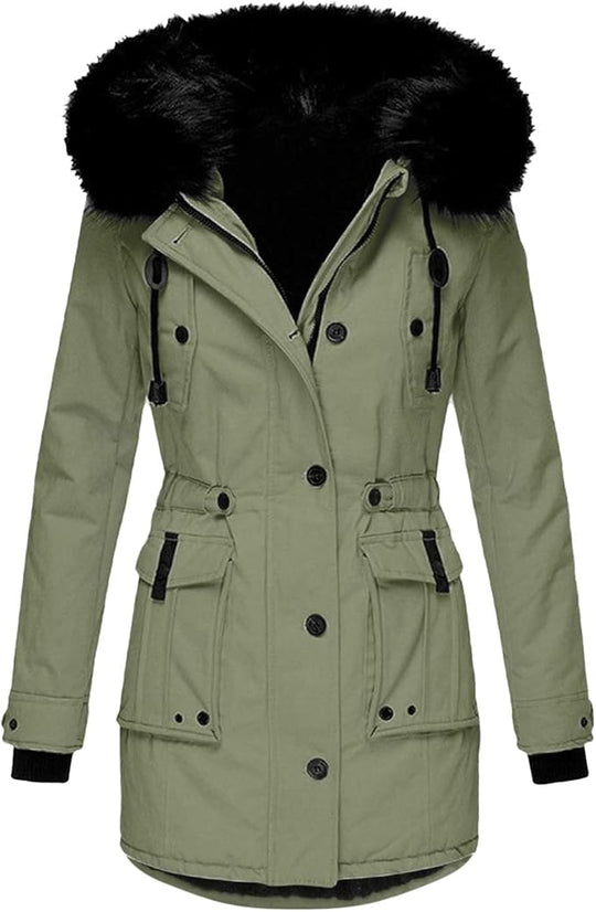 Barclay & Bloom | Women’s Winter Parka Coat – Hooded Jacket with Faux Fur Trim and Zip Closure