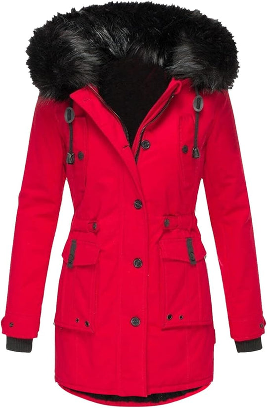 Barclay & Bloom | Women’s Winter Parka Coat – Hooded Jacket with Faux Fur Trim and Zip Closure