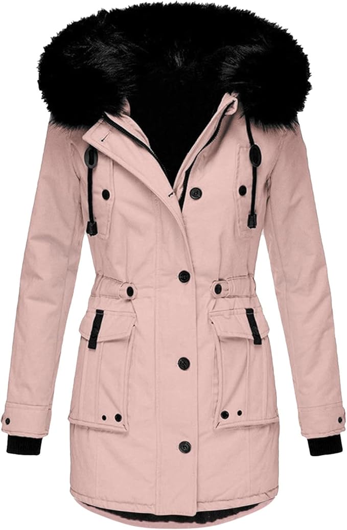 Barclay & Bloom | Women’s Winter Parka Coat – Hooded Jacket with Faux Fur Trim and Zip Closure