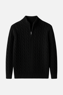 Ryan Men’s Wool Half Zip Sweater – Cable Knit Pullover with High Collar