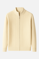 Miles Men’s Wool Zip Cardigan – Full Zip Knit Sweater with High Collar