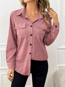 Claudine – Women’s corduroy button up shirt jacket