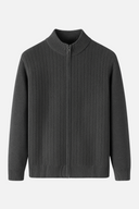 Miles Men’s Wool Zip Cardigan – Full Zip Knit Sweater with High Collar