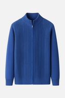 Miles Men’s Wool Zip Cardigan – Full Zip Knit Sweater with High Collar