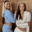 Alessia Damen Strickset – Kurze Strickjacke und ausgestellte Hose