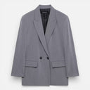 Damen Zweireihiger Blazer Strukturierte Klassische Passform Jacke