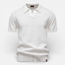 Heren polo met korte mouwen, gestructureerde brei, ademend, slanke pasvorm