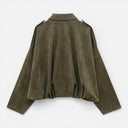 Women’s Suede Bomber Jacket – Classic Oversized Fit