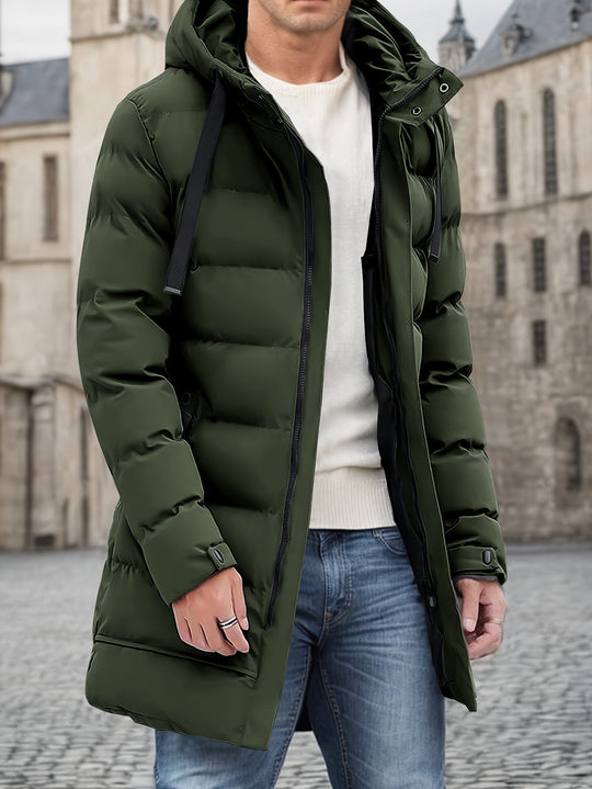 Jeffrey Men’s Puffer Jacket – Long Winter Coat with Hood