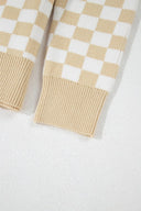 Rosalin - Damen V-Ausschnitt Pullover mit kariertem Design und Knöpfen