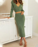 Marisa - Zweiteiliges elegantes und schlichtes Rock- und Pullover-Set