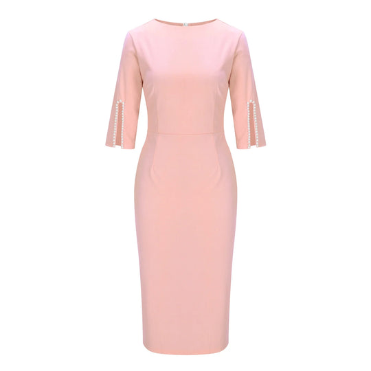 Barclay & Bloom | Women’s Midi Pencil Dress – Office Dress with Pearl Detail