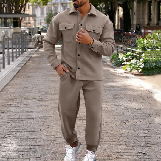 Marcus Men’s Tracksuit – Button Jacket and Jogger Pants Set