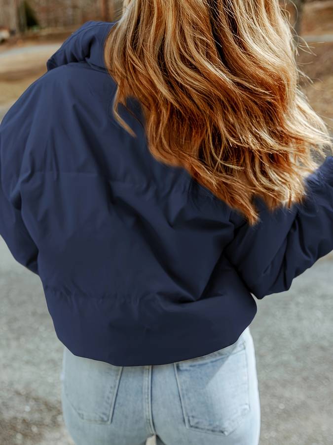 Lina Women’s Puffer Jacket – Short Zip Front Winter Coat