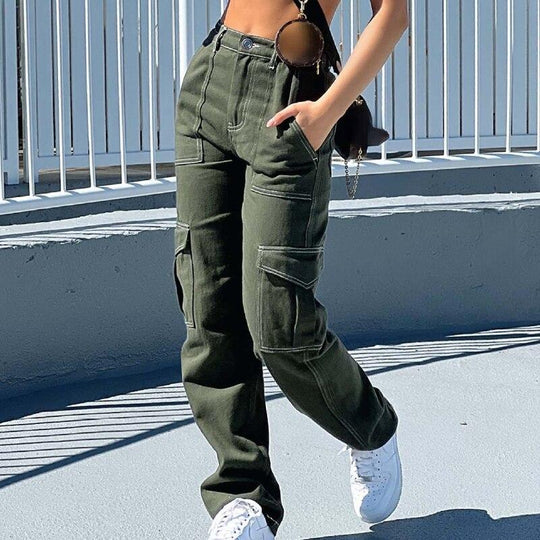 Barclay & Bloom | Women’s Cargo Pants – High Waist Straight Leg Utility Trousers with Pockets