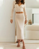 Marisa - Zweiteiliges elegantes und schlichtes Rock- und Pullover-Set