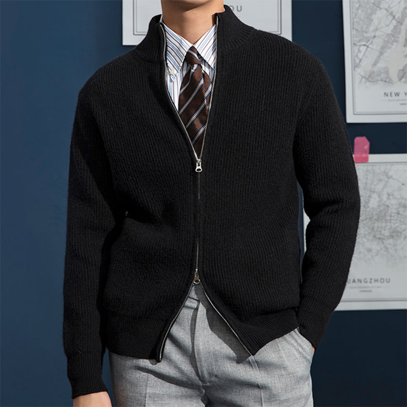Lucien | Ribbed Knit Zip-Up Cardigan