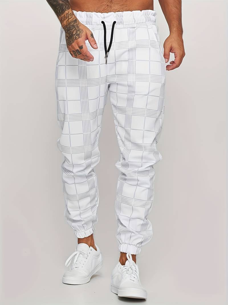 Williams Men’s Checked Jogger Pants – Slim Fit Trousers
