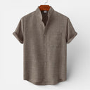 Men’s Linen Cotton Blend Shirt Short Sleeve Lightweight Summer
