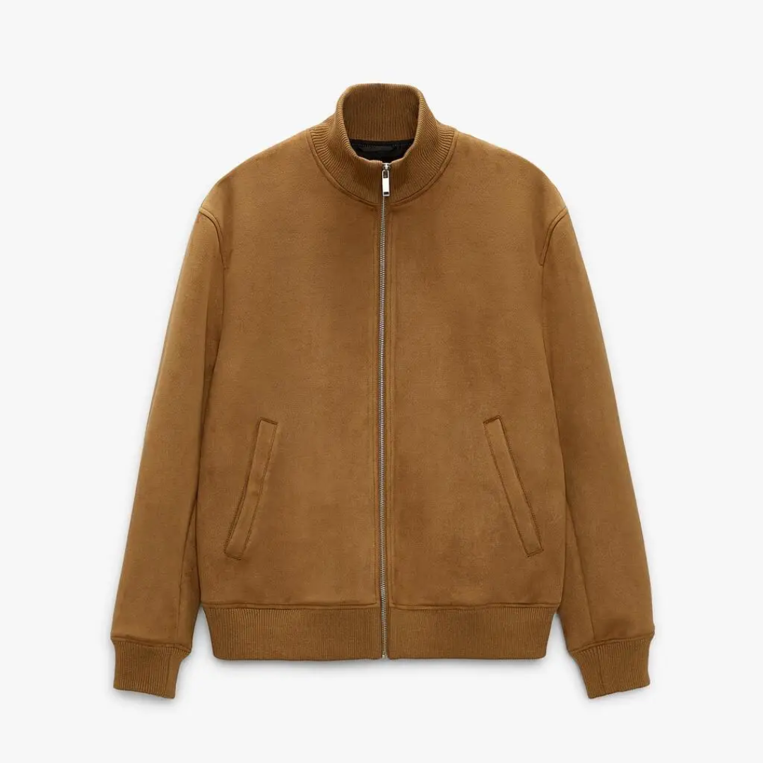 Adrian Men’s Bomber Jacket – Suede Look Zip-Up