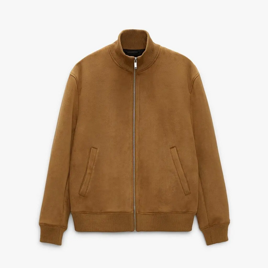 Adrian Men’s Bomber Jacket – Suede Look Zip-Up