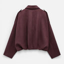 Women’s Suede Bomber Jacket – Classic Oversized Fit