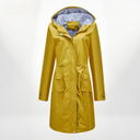 Yellow raincoat with a hood on a white background