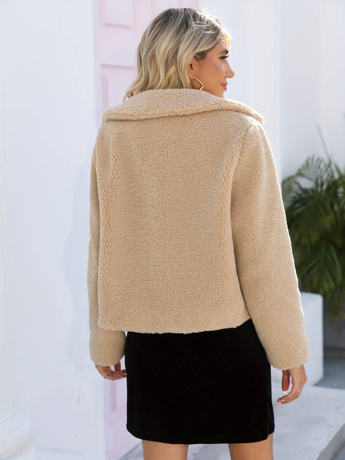 Elise Women’s Teddy Jacket – Long Sleeve Short Fleece Coat