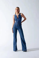 Denim Jumpsuit - Hartvormige Ruguitsnijding