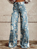Flowy - Lässige Hose mit weitem Bein und Vintage-Print