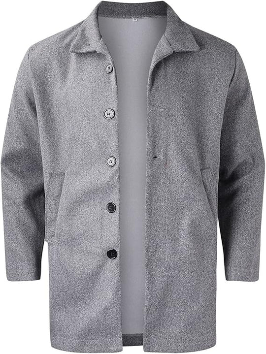 Barclay & Bloom | Men’s Wool Blend Jacket – Long Sleeve Button Front Casual Overcoat