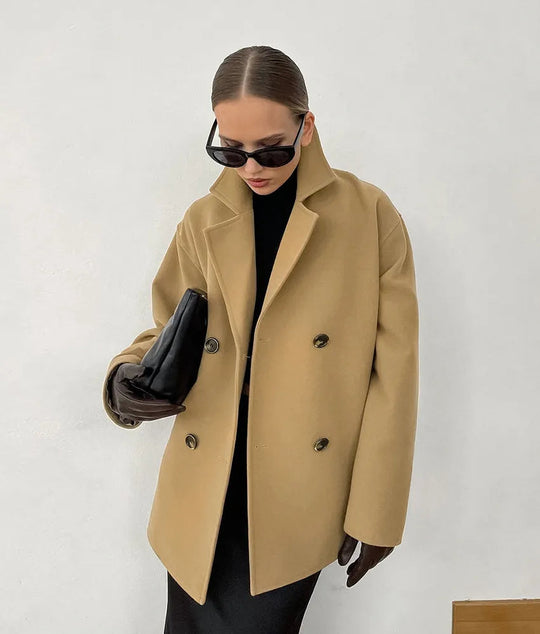 Mara Women’s Wool Coat – Short Double Breasted Jacket