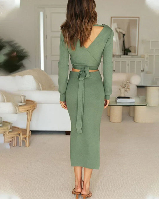 Marisa - Two-Piece Elegant and Simple Skirt and Sweater Set