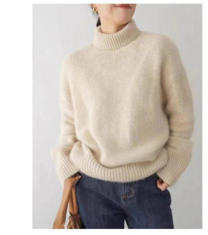 Aria Women’s Cashmere Sweater – Long Sleeve High Neck Pullover