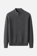 Simon Men’s Wool Zip Cardigan – Full Zip Knit Sweater with High Collar