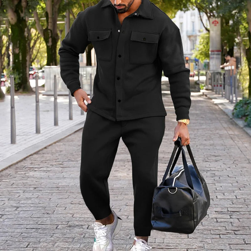 Marcus Men’s Tracksuit – Button Jacket and Jogger Pants Set