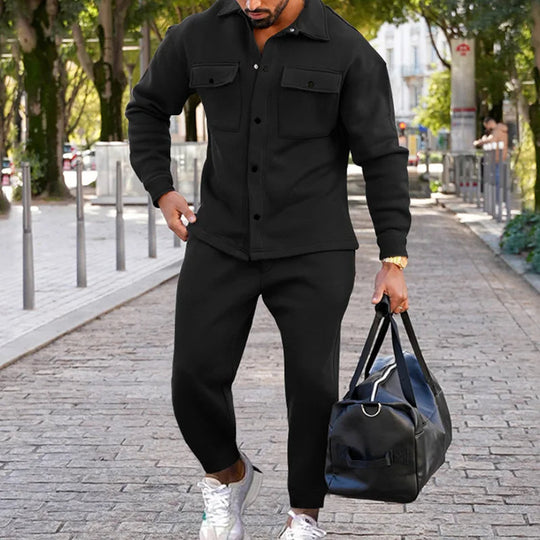 Marcus Men’s Tracksuit – Button Jacket and Jogger Pants Set